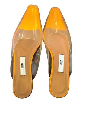 Miista Orange Pointed Clear Mule